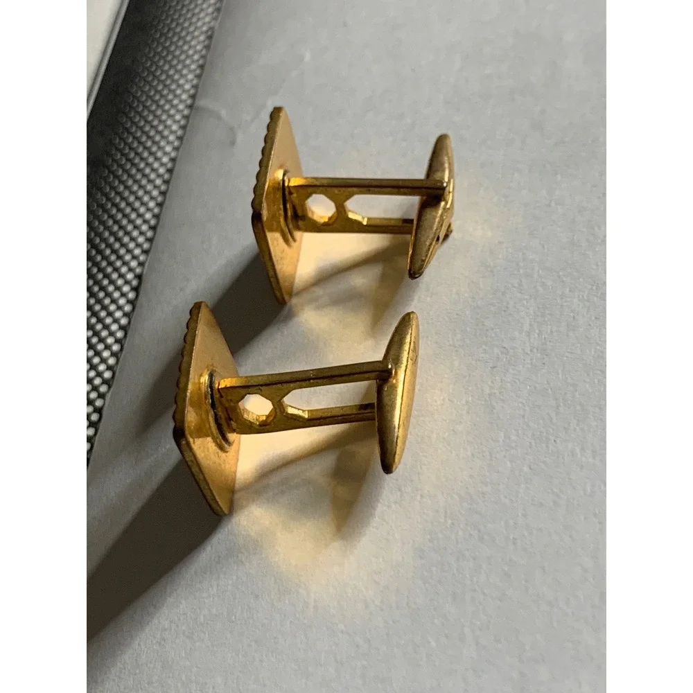 Vintage Gold Tone‎ Cufflinks and Tie Clip Set Textured Elegant Menswear